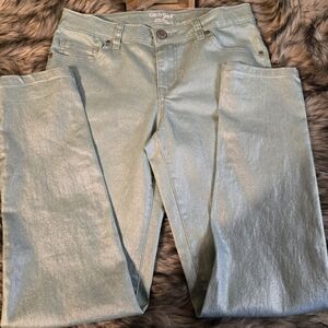 Cat & Jack Super Skinny Pants sz 14 Girls Mint Green/Silver tone